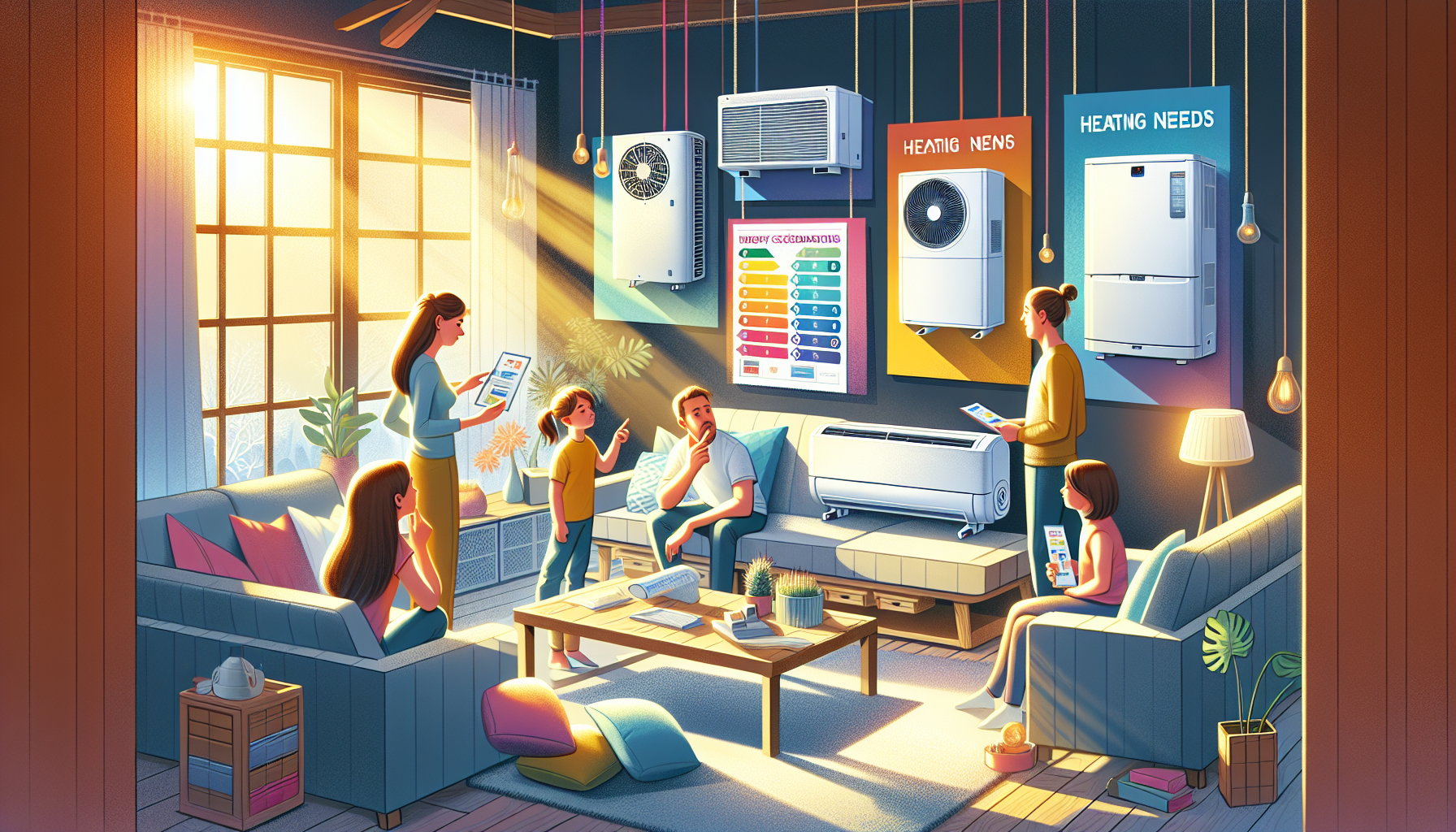 An illustration showcasing the process of choosing the right heat pump system for a home.