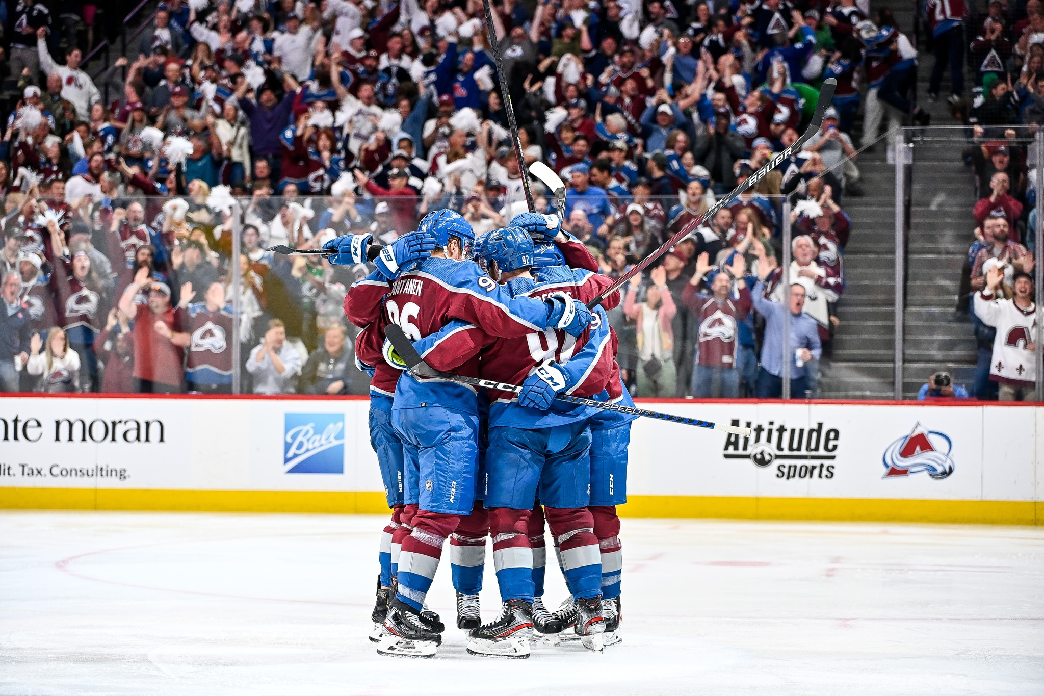 Colorado Avalanche hockey players during a game 