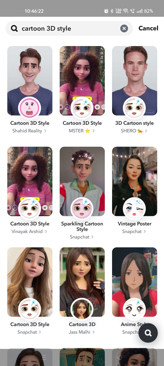 Cartoon 3D style in snapchat