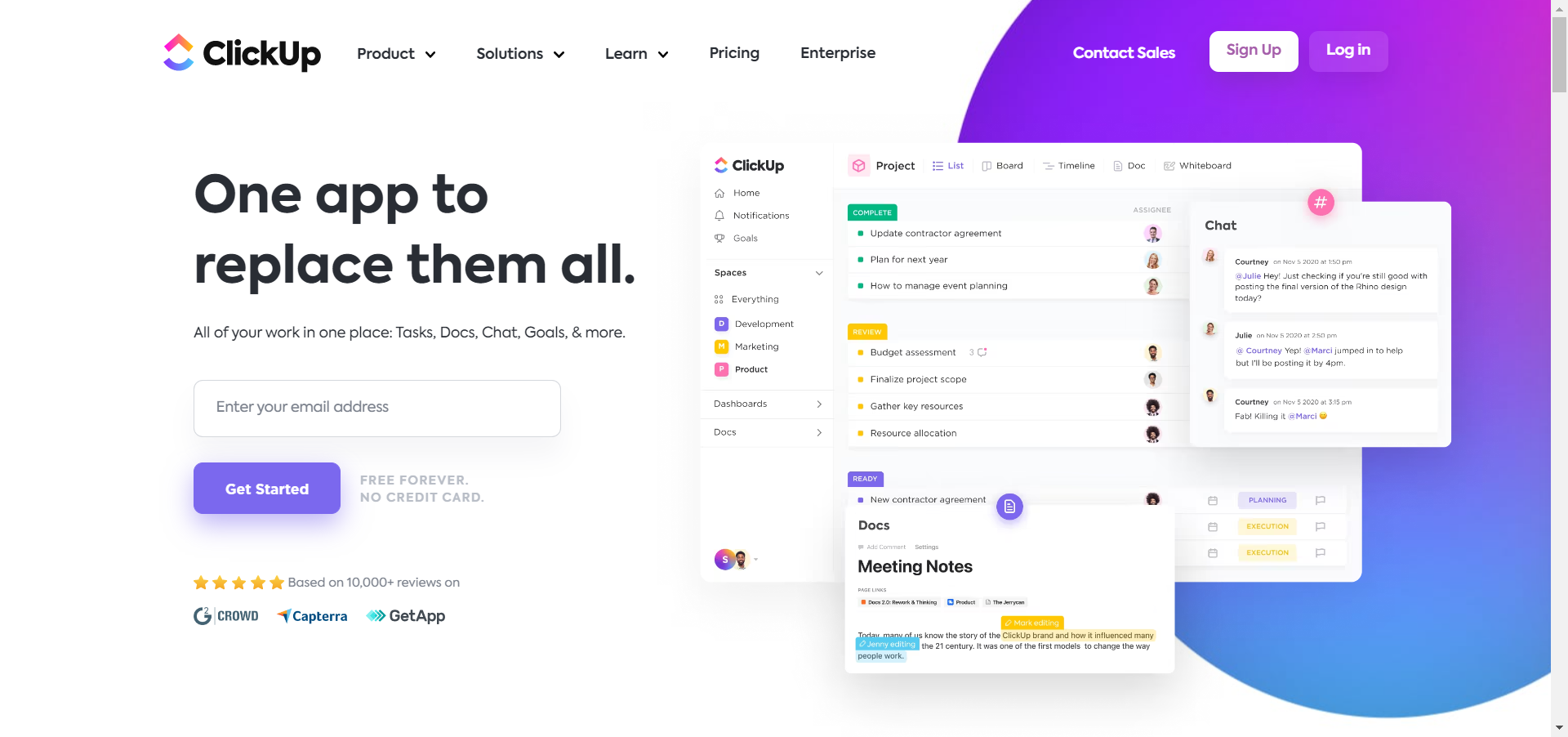 ClickUp main page