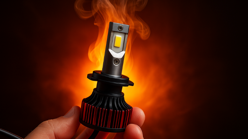 An illustrating example of headt dessipation from an LED bulb with more power draw