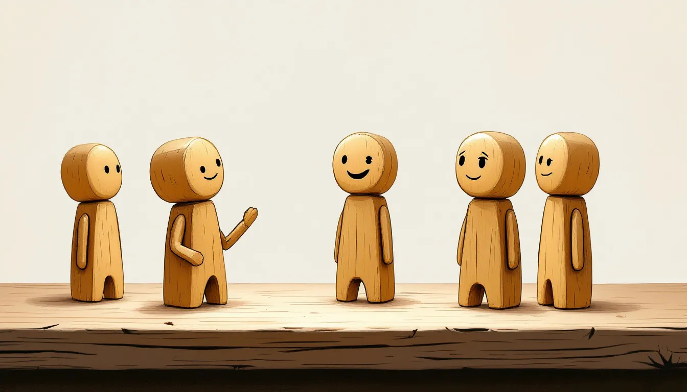 In the image, small wooden pegs are depicted communicating in a whimsical manner, symbolizing the importance of information security and the need for effective communication among service providers to safeguard customer information. This playful representation highlights the concept of maintaining secure access controls and implementing an incident response plan to detect unauthorized access and protect sensitive data.