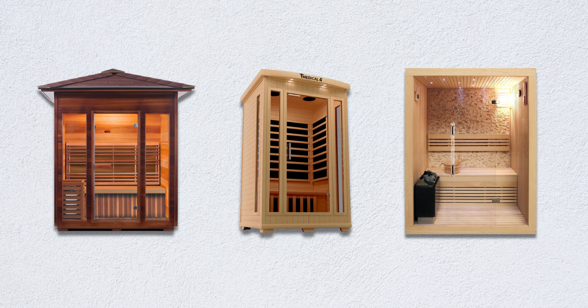 Image of the top indoor sauna brands offered by Airpuria, all with free shipping.