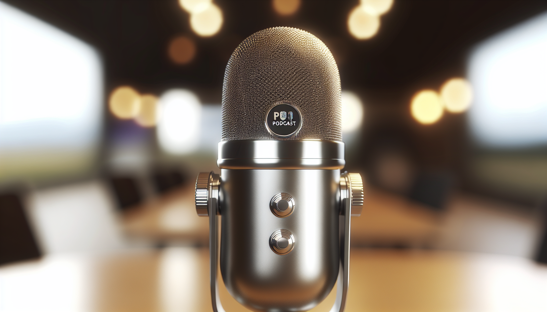 Blubrry logo on a podcasting microphone