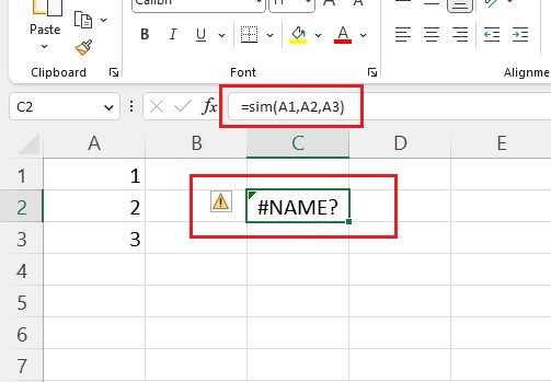 Mispelled Excel formulas