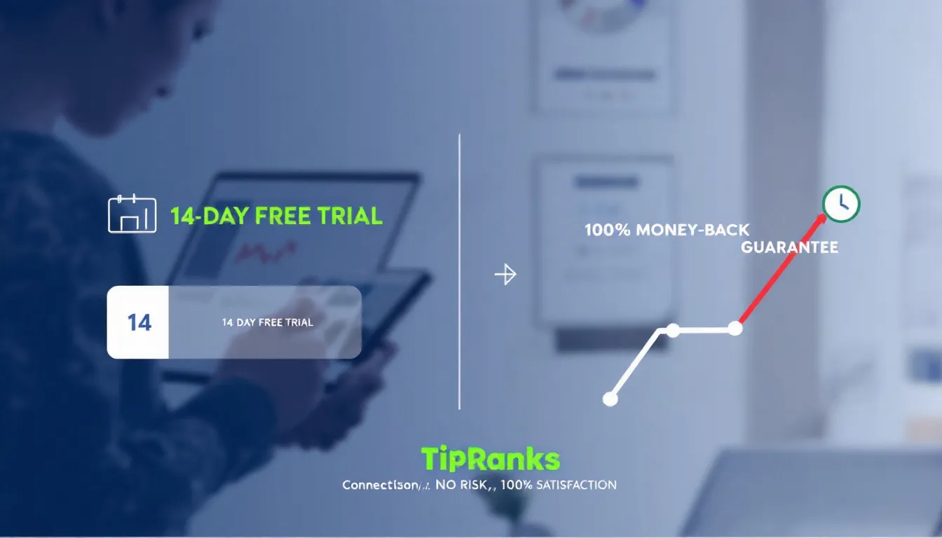 An overview of the TipRanks free trial and money-back guarantee, featuring a blurred representation of the service.