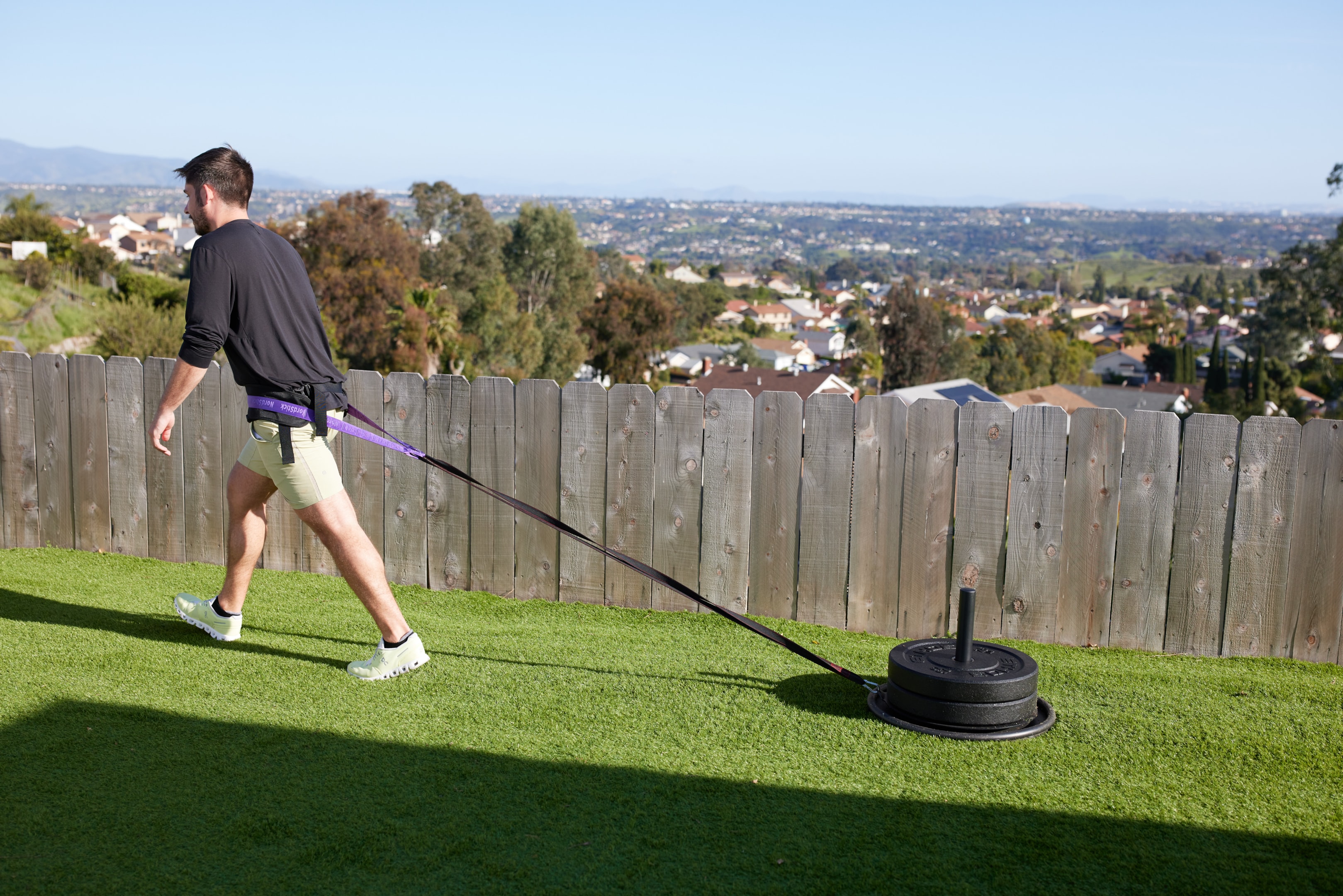 There are many sled push variations out there, but the weighted sled drag is highly underrated. You can incorporate it with your sled push workout, add weight plates, and take your sled push exercise to the next level