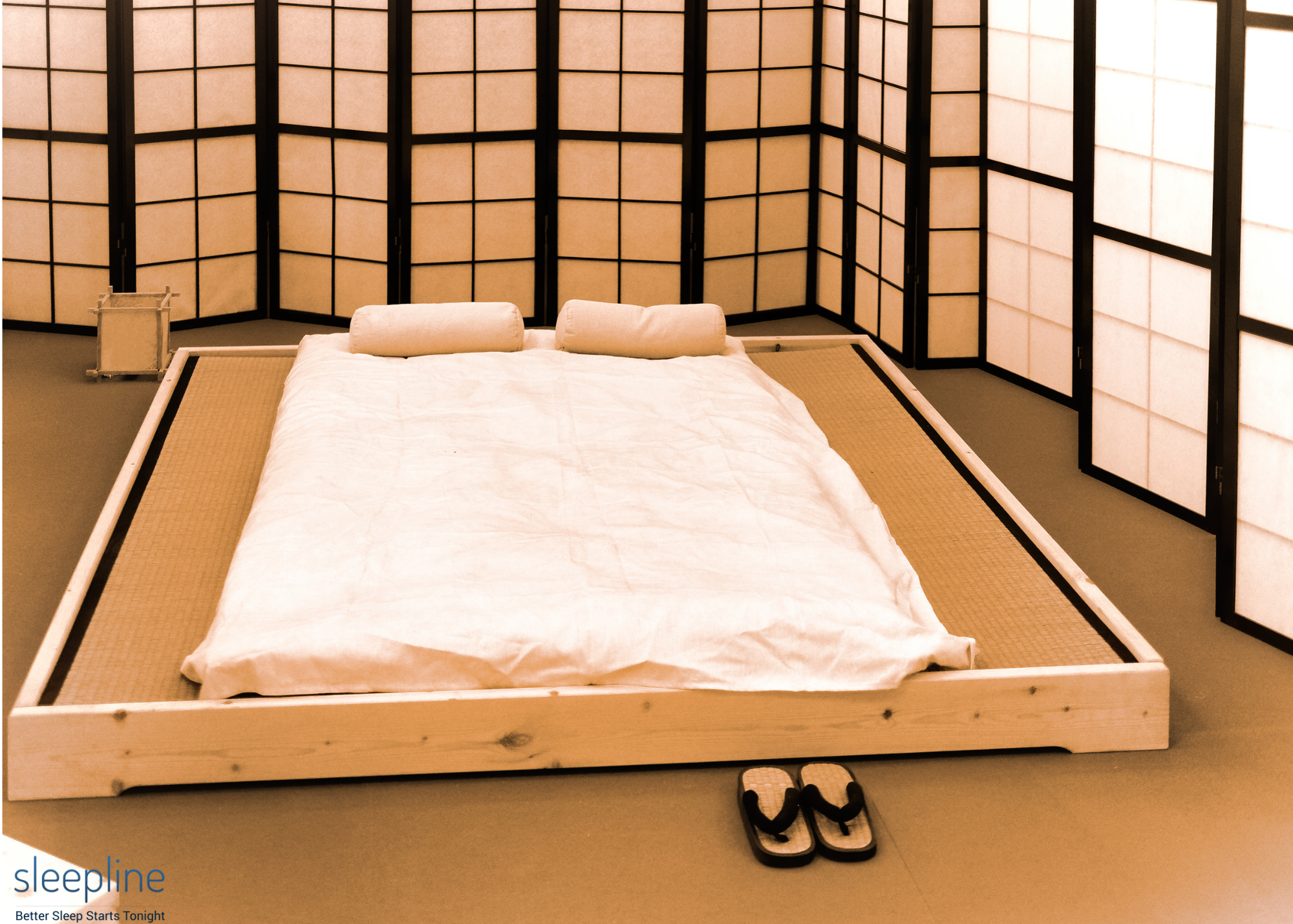 Japanese futon on a low bed frame