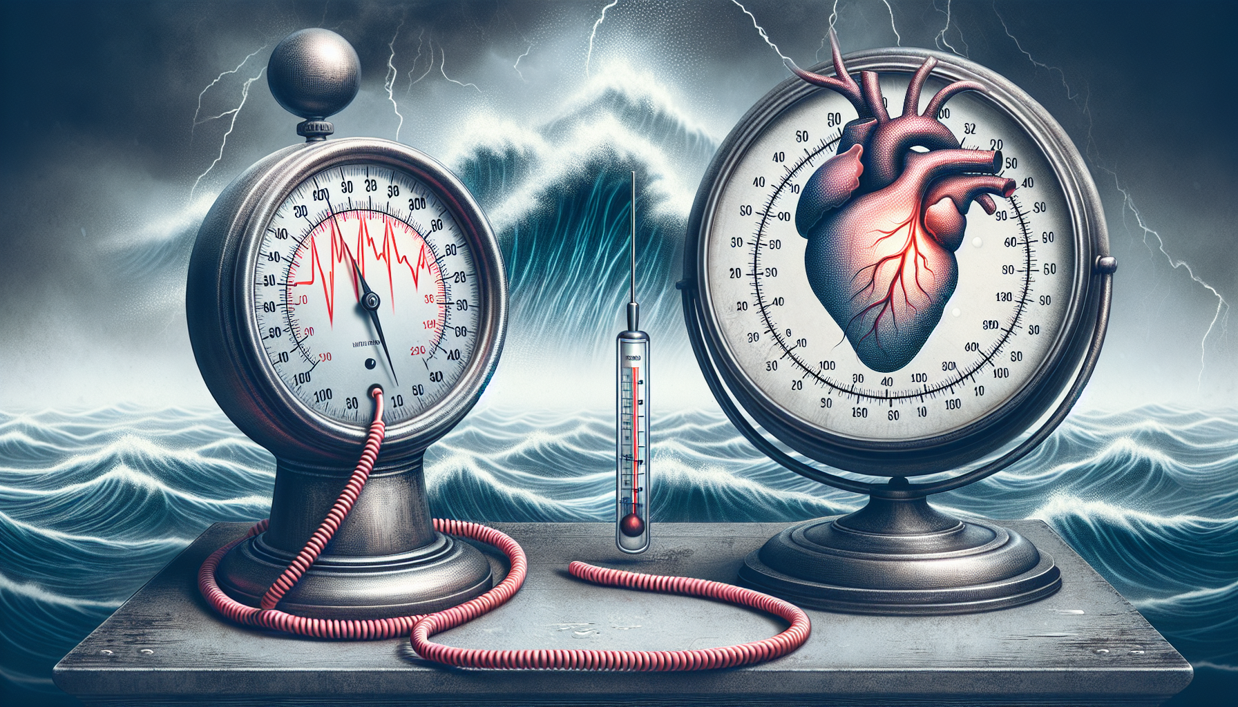 Illustration of irregular heartbeat and blood pressure fluctuations