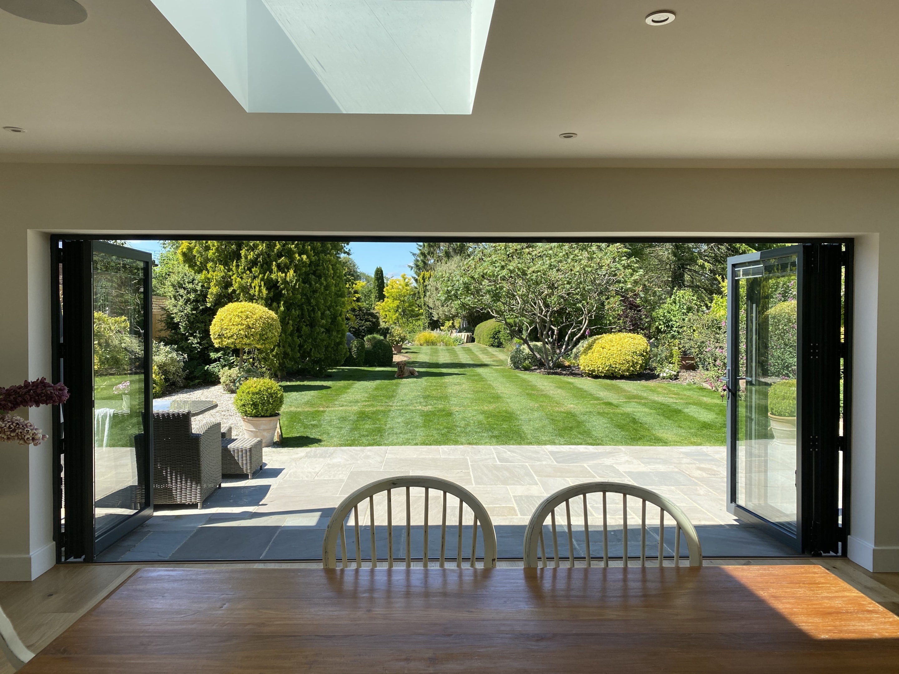 bifold doors that open onto a garden
