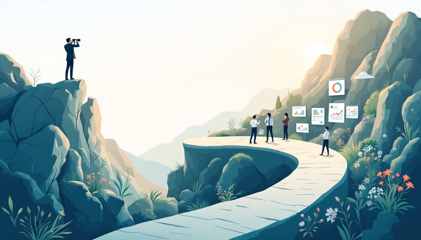 An illustration depicting the transition from prospecting to nurturing leads.
