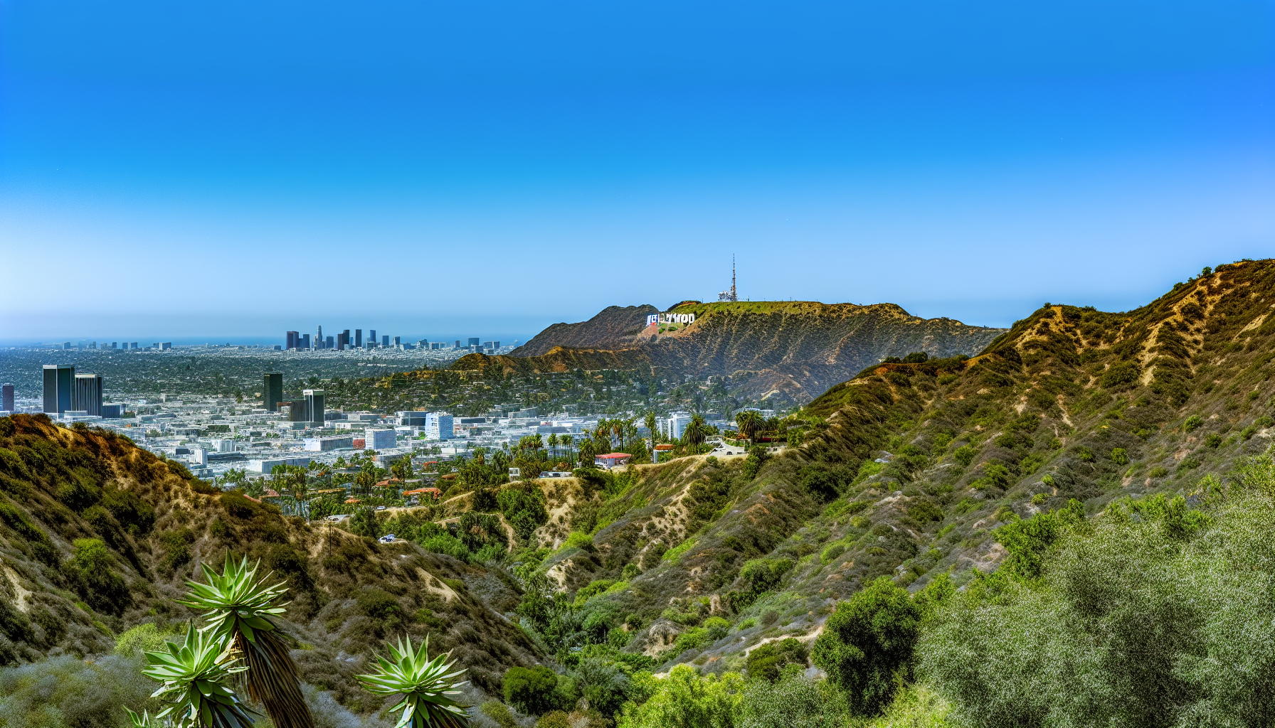 Breathtaking view of the iconic Hollywood Sign and panoramic views of Los Angeles