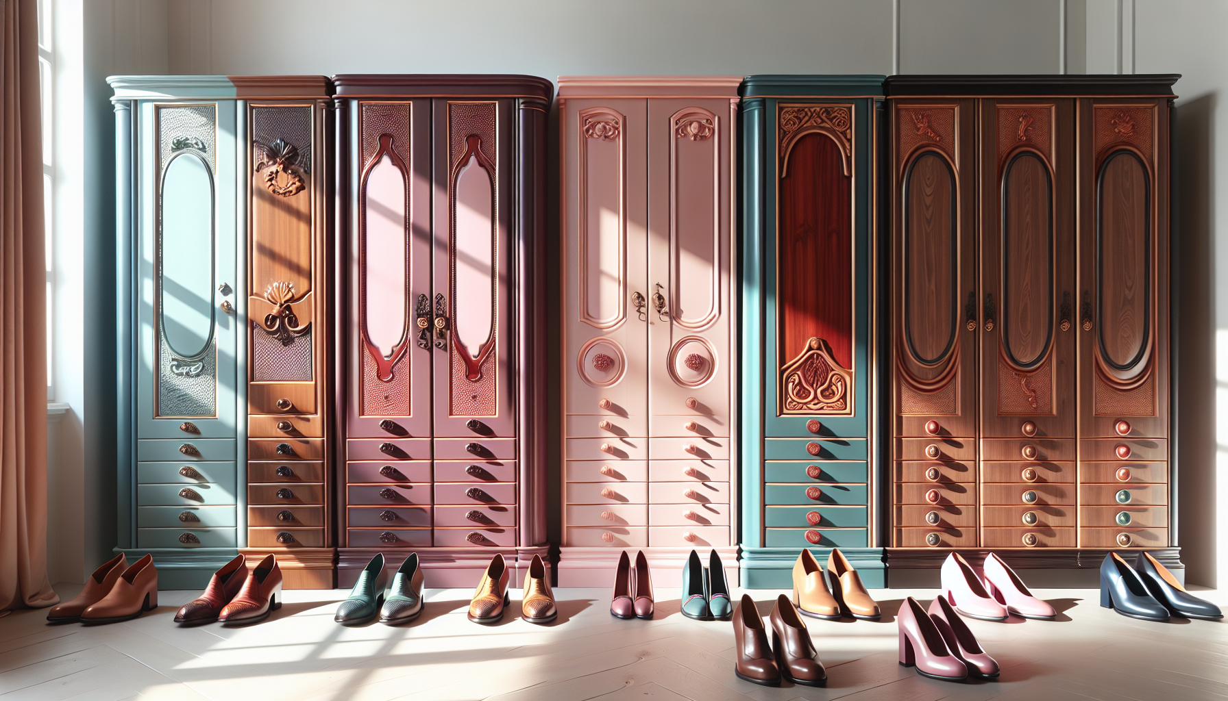 Duże szafki na buty w różnorodnej kolorystyce
