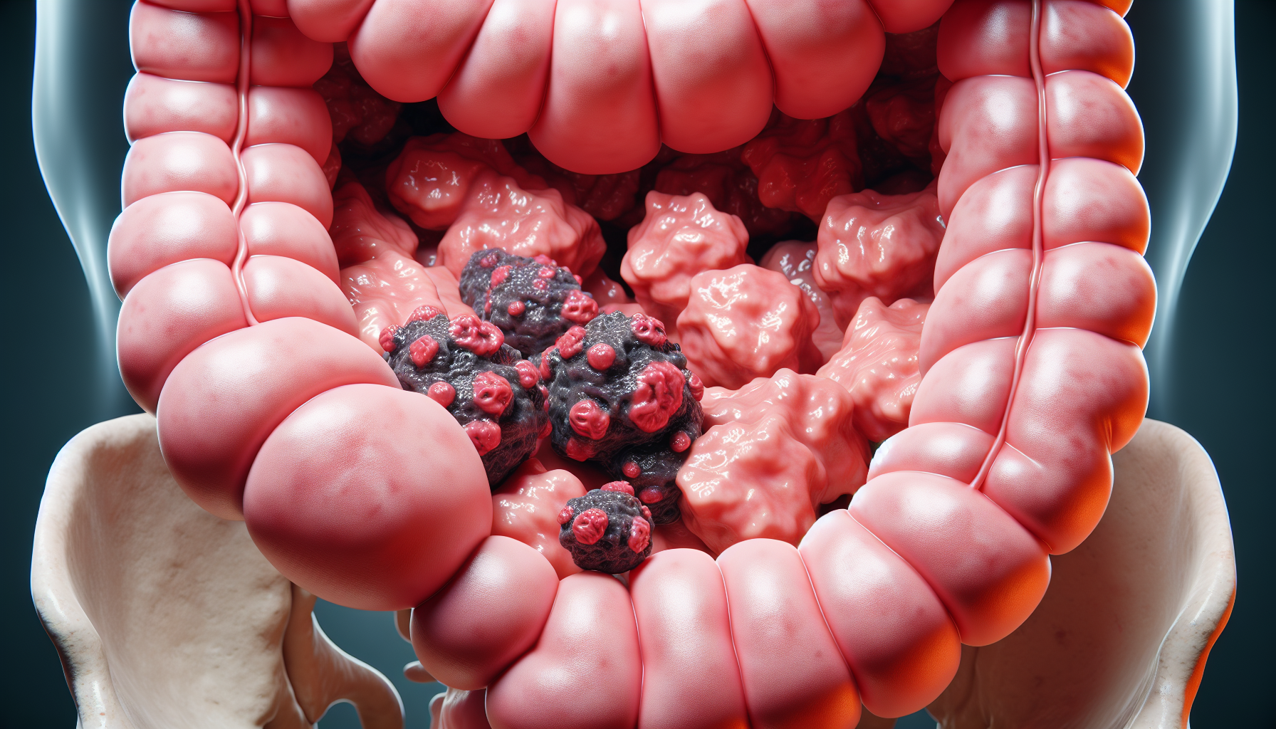 Illustration of cancer cells in the colon