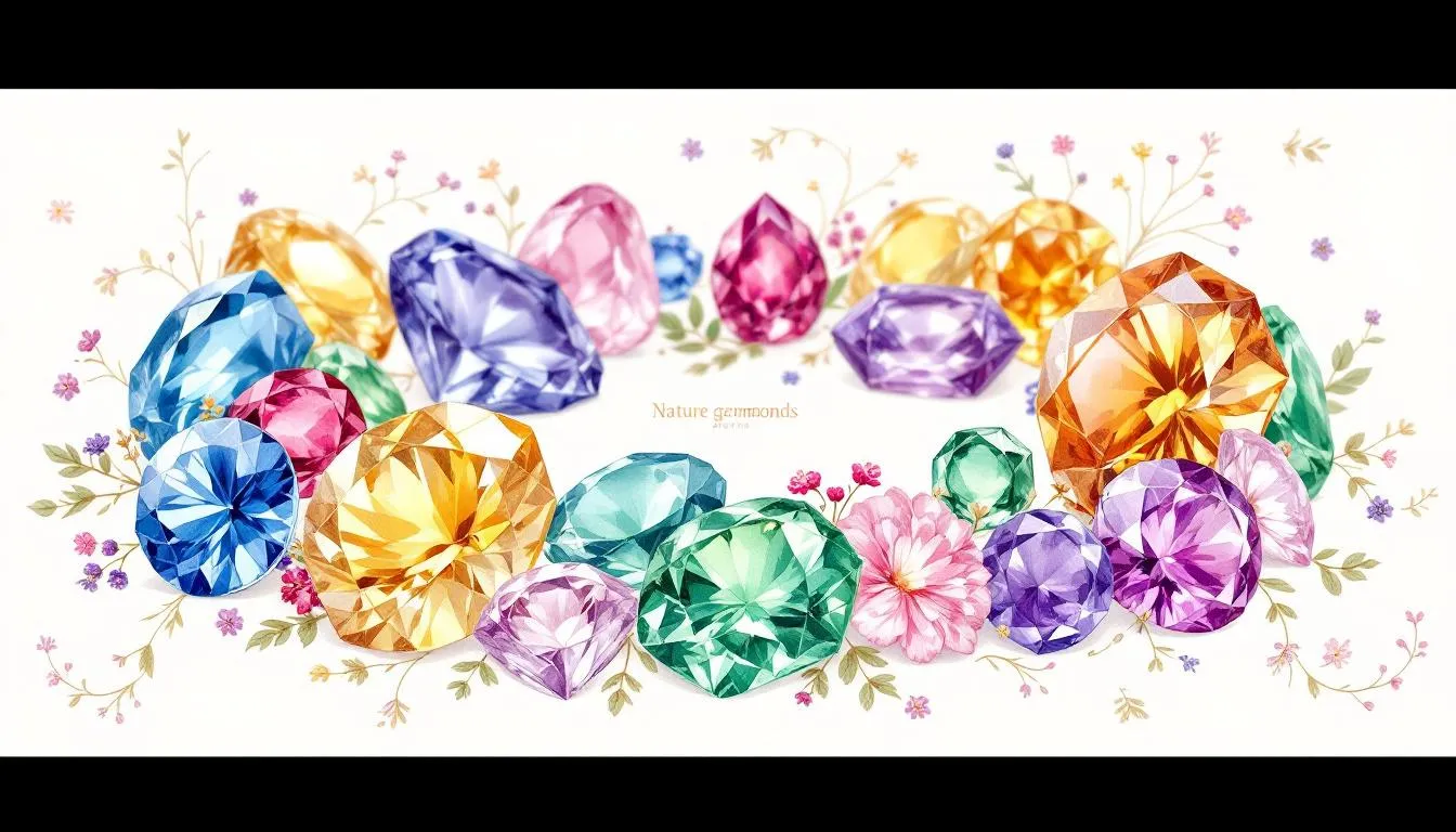 Variety of colorful gemstones used in bracelets.