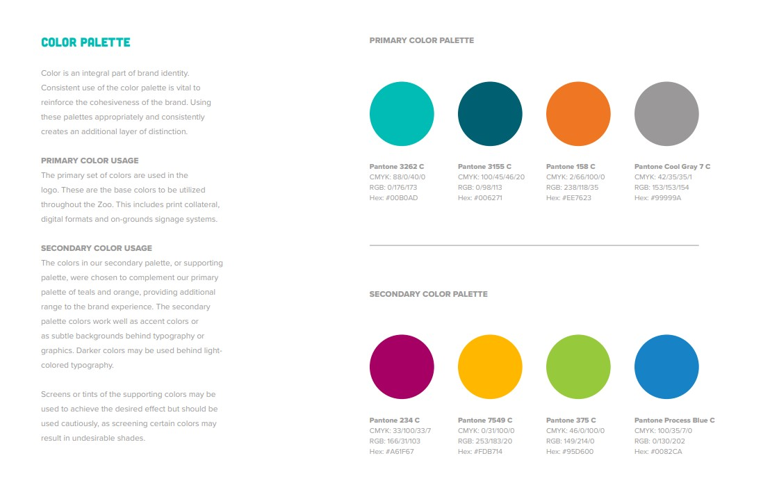 Toledo Zoo branding and color palette