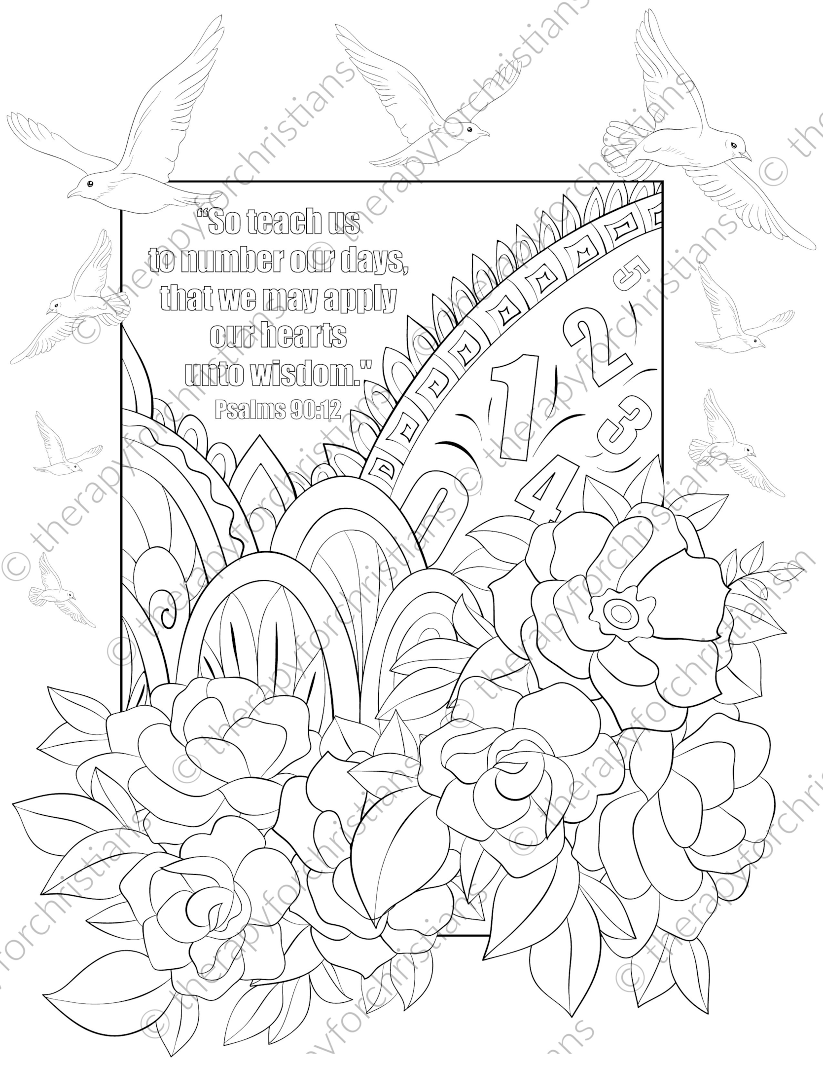 Psalm 90:12 Bible verse Coloring Pages 