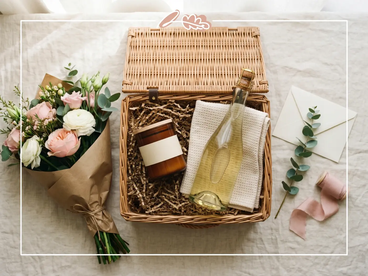 5 gift rule for adults birthday hamper with bouquet candle and champagne from Fabulous Flowers Cape Town