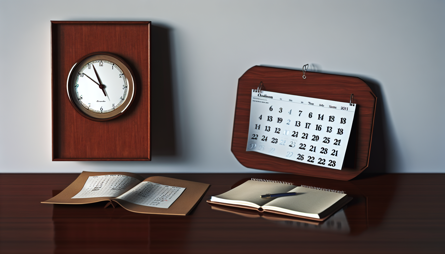 Photo of a clock and calendar, representing time management and future growth