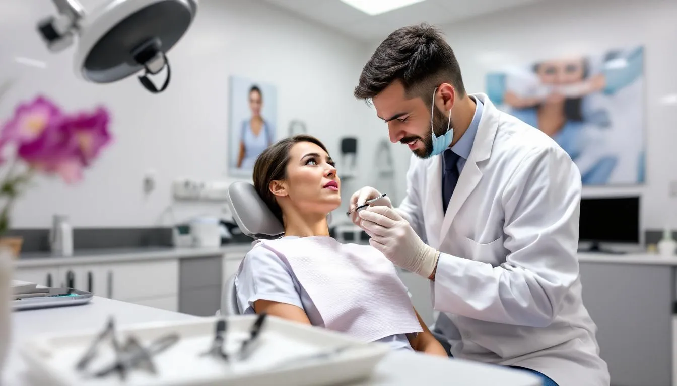 The image illustrates a dental emergency scenario, highlighting the critical role of emergency dental services in addressing issues like dental abscesses that can cause severe swelling and pain. It emphasizes the importance of timely treatment to preserve oral health and prevent complications, showcasing the connection between dental care and overall well-being.