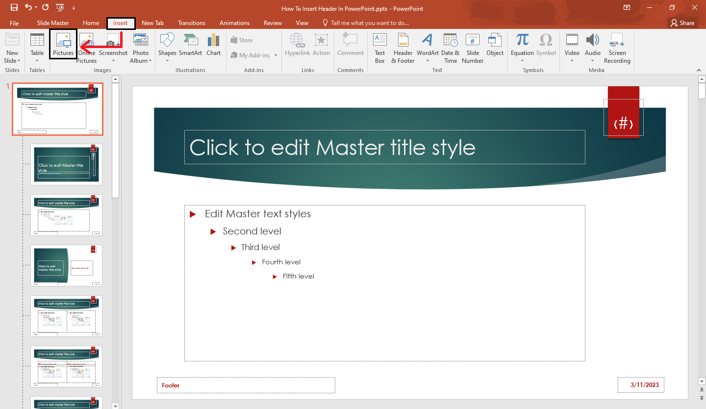 Click "Insert" tab and choose "Picture," if you want to add company logos to your presentation.