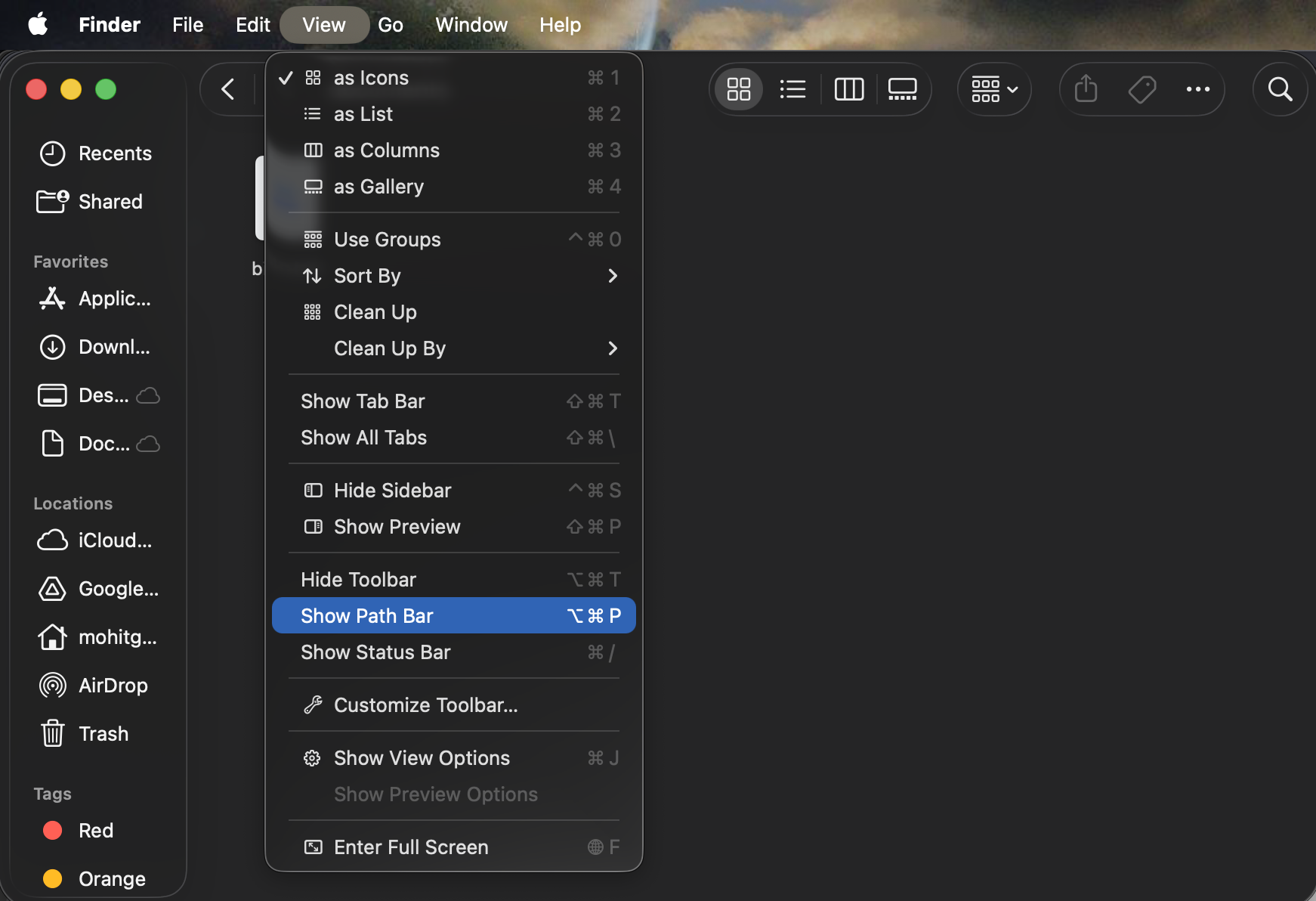 Click View in Menu Bar and click the Show Path Bar option.
