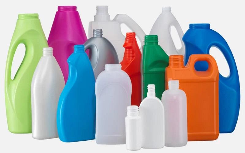 HDPE blow molded containers and plastic bottles produced by extrusion blow molding