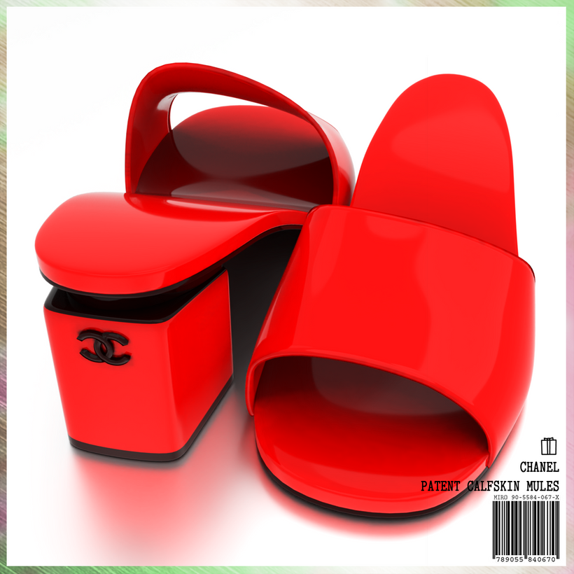Chanel Patent Calfskin Mules