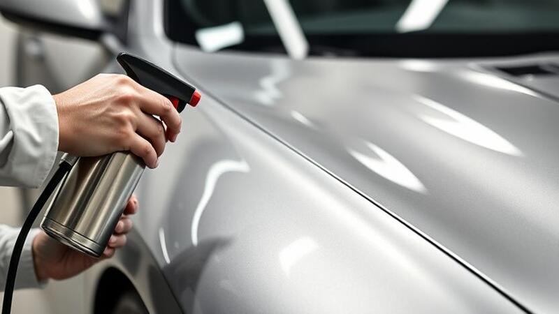 shiny gloss-wrapped car being ceramic coated for excellent protection
