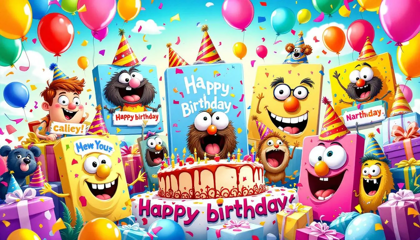 A selection of free funny birthday ecards available online.