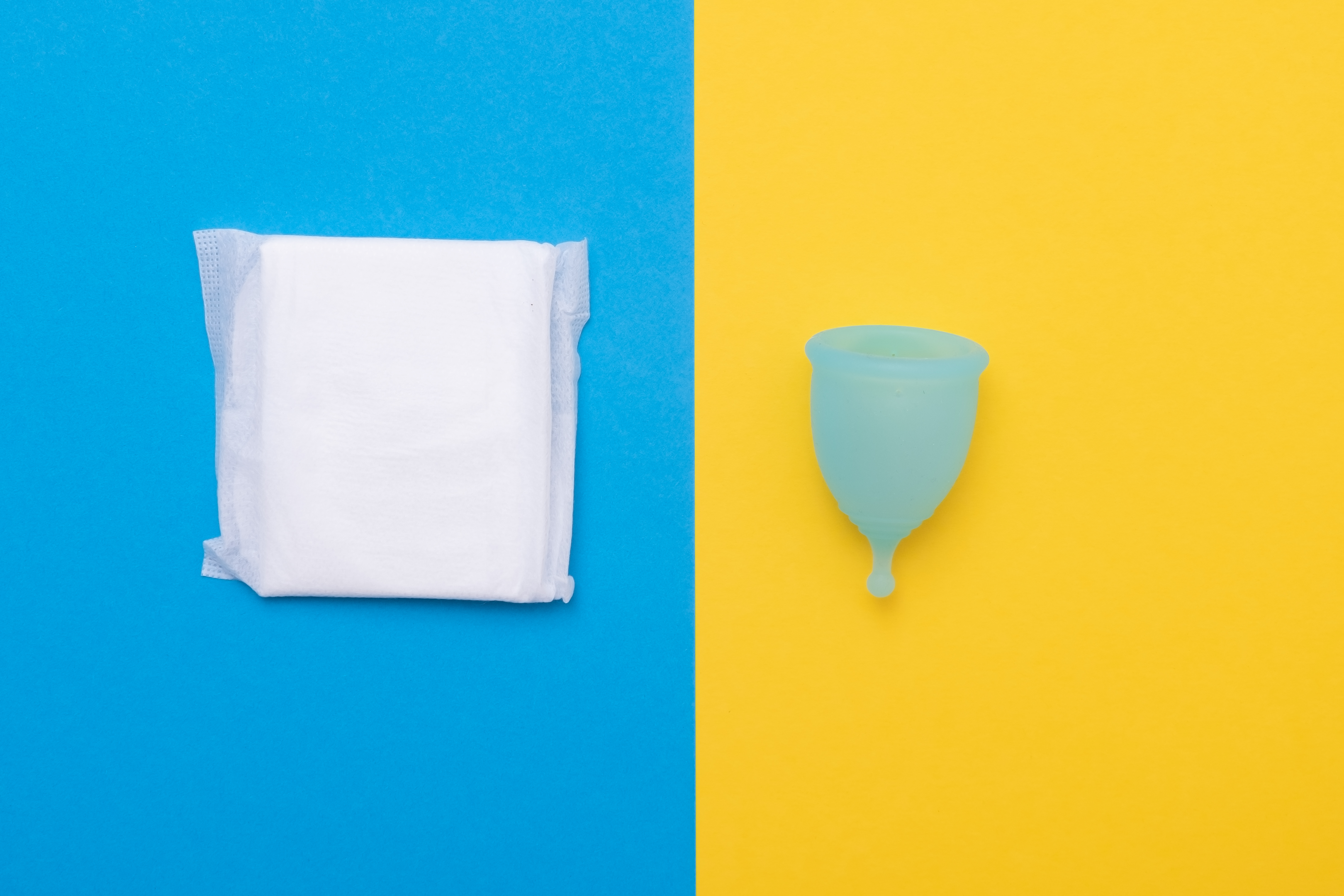 using a menstrual cup, period products