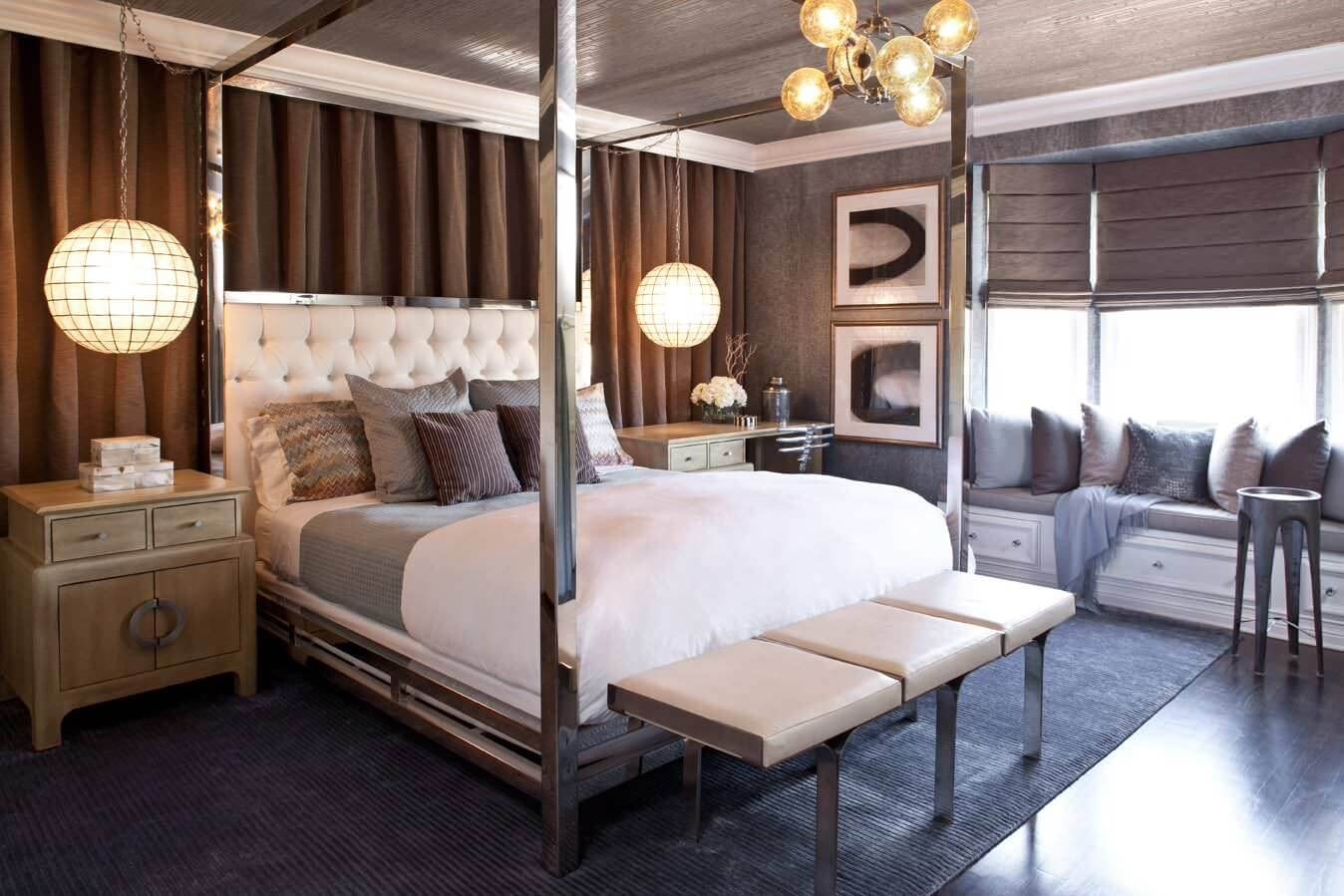 An inviting teenage bedroom features a modern geometric pendant light hanging above a cozy reading nook, complete with a comfortable chair and a small table. The space is designed to express personality, with soft pink accents and a well-organized desk, creating a perfect atmosphere for relaxation and creativity.