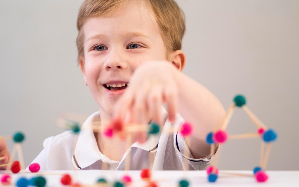 child playing math practice