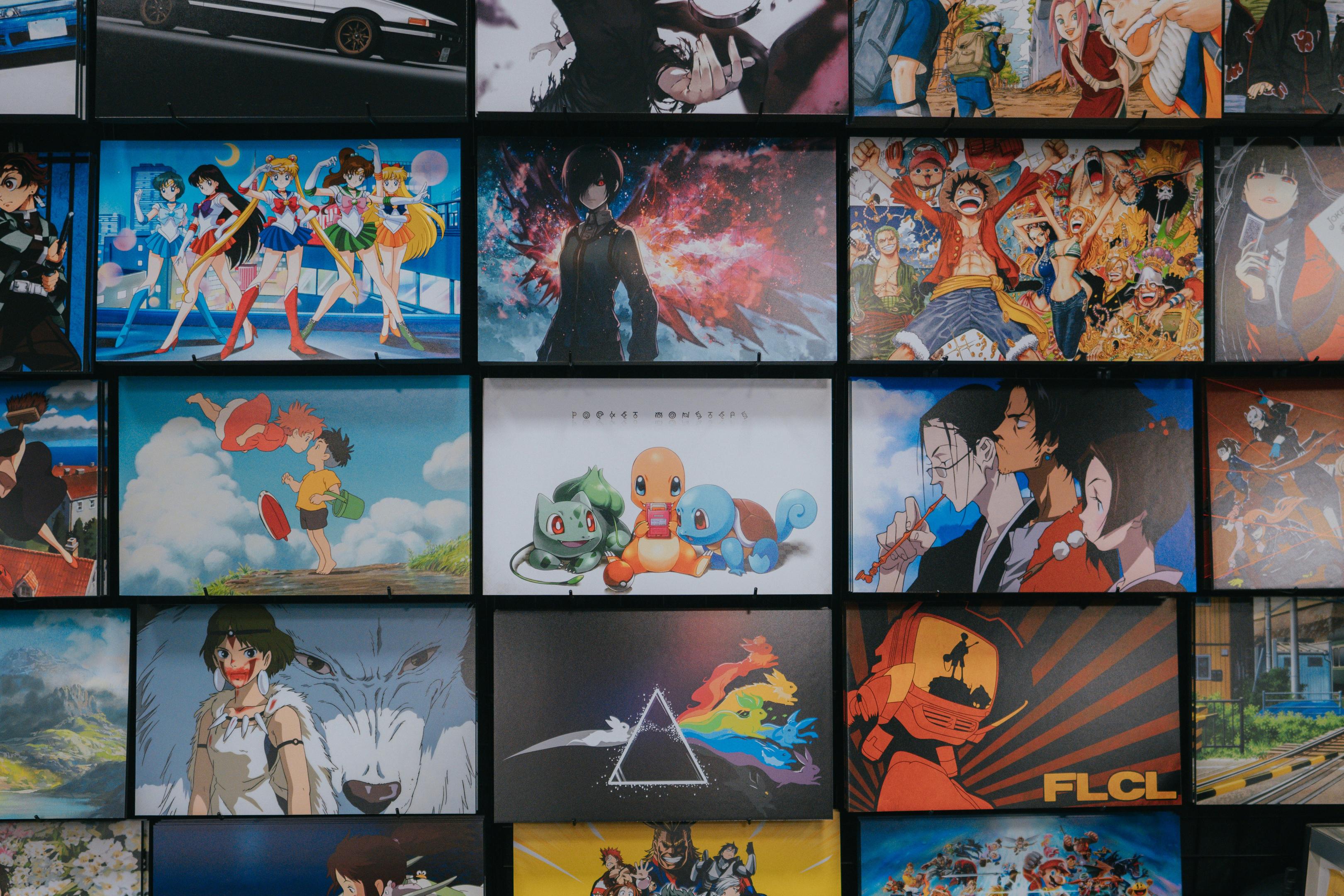 A collage of multiple different anime series.