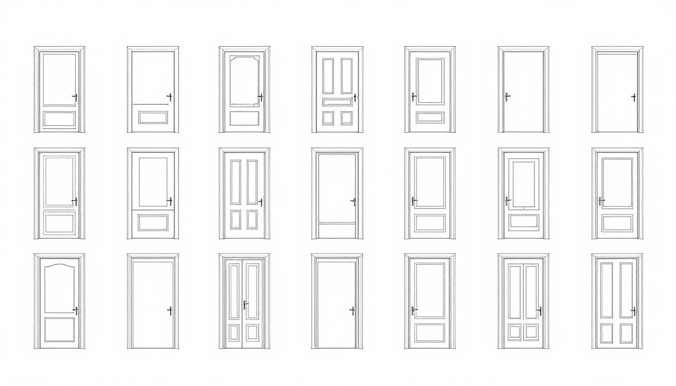 A collection of various flush door designs showcasing versatility in contemporary interior design.