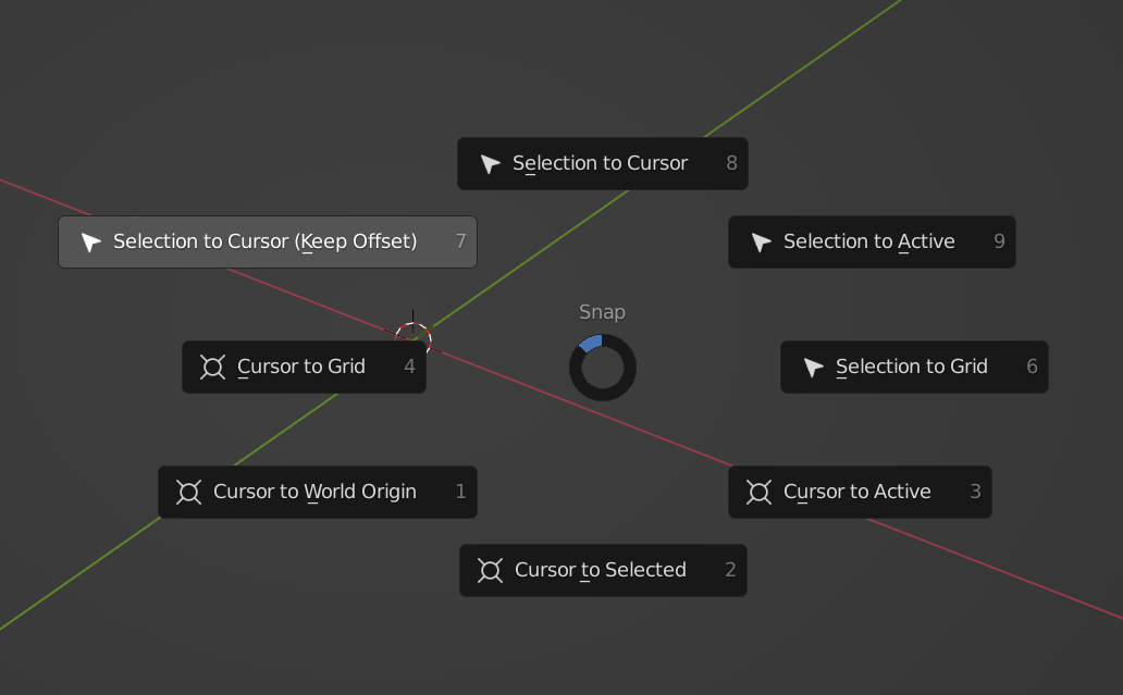 Selection to Cursor (Keep Offset) Pie Menu