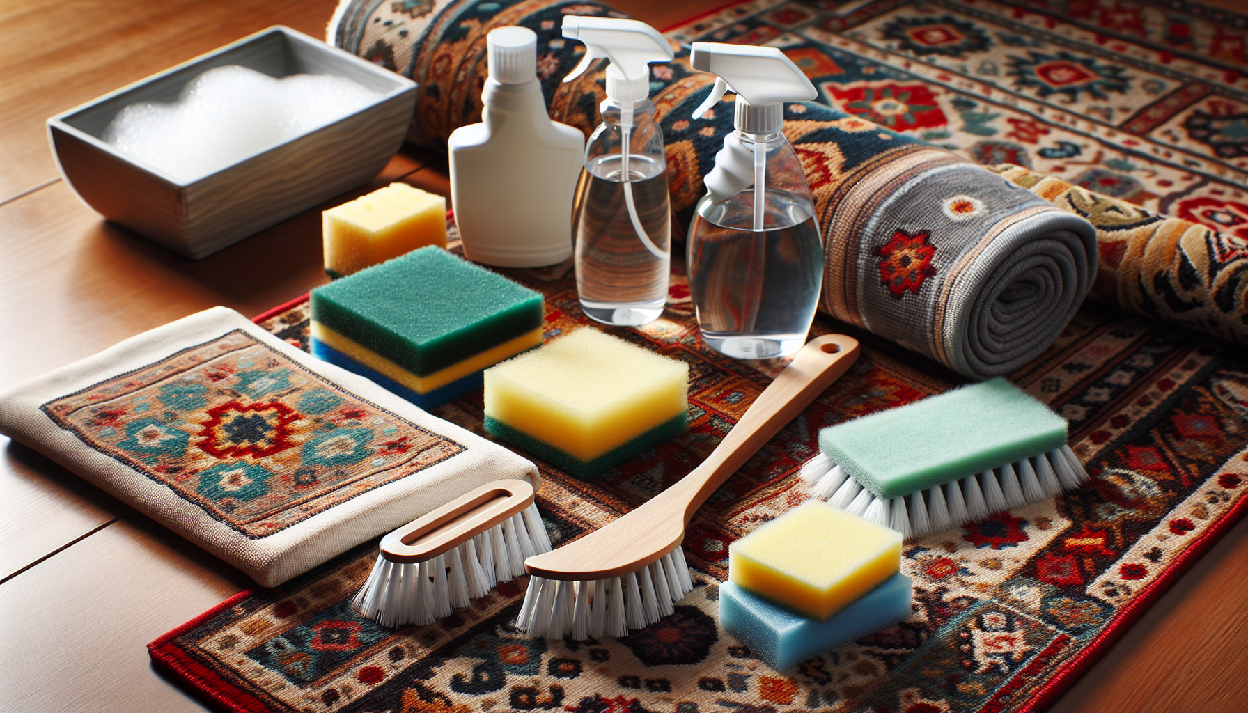 Cleaning supplies for maintaining runner rugs
