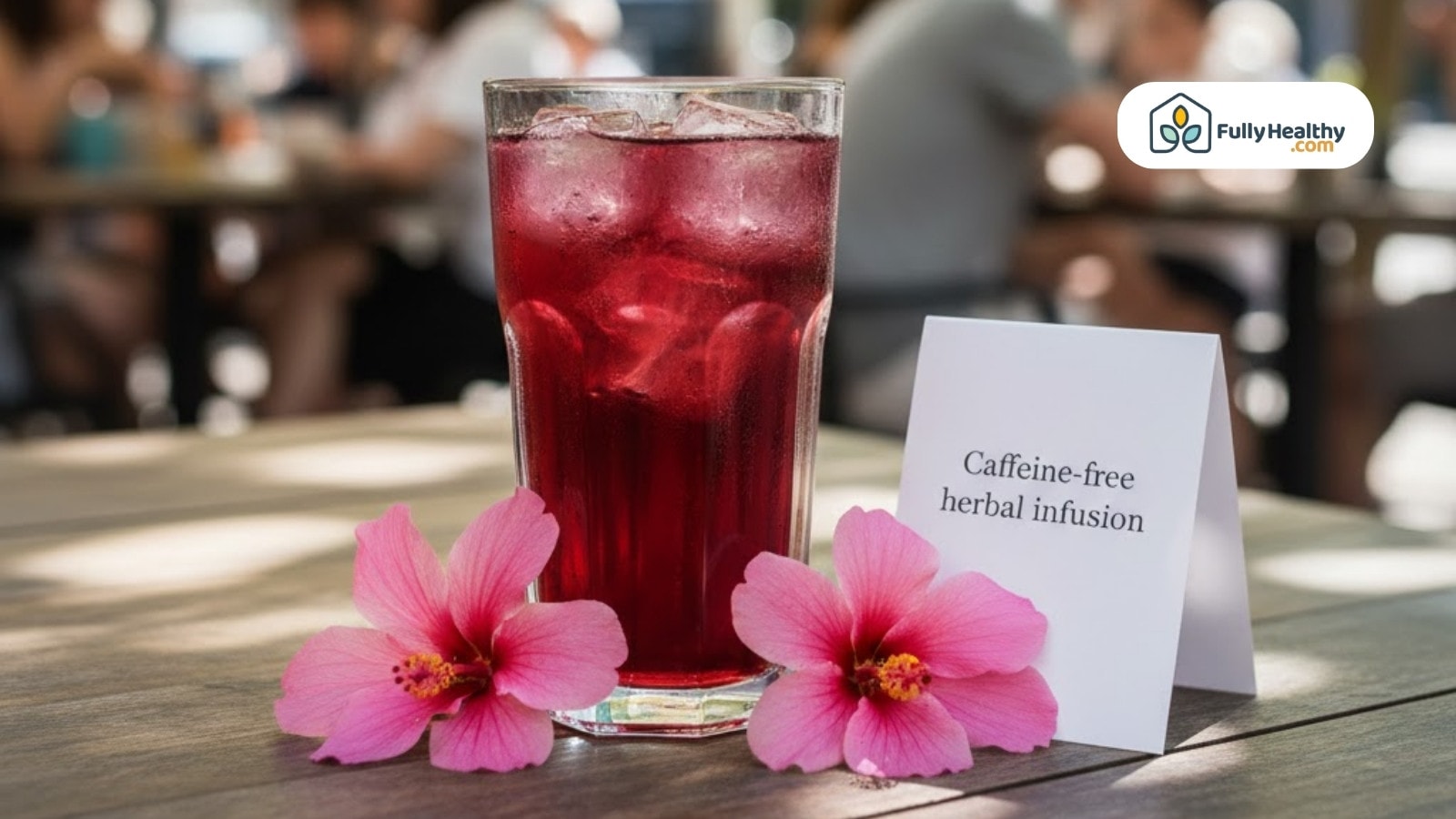 Dog walking stone garden path lined with pink hibiscus flowers
