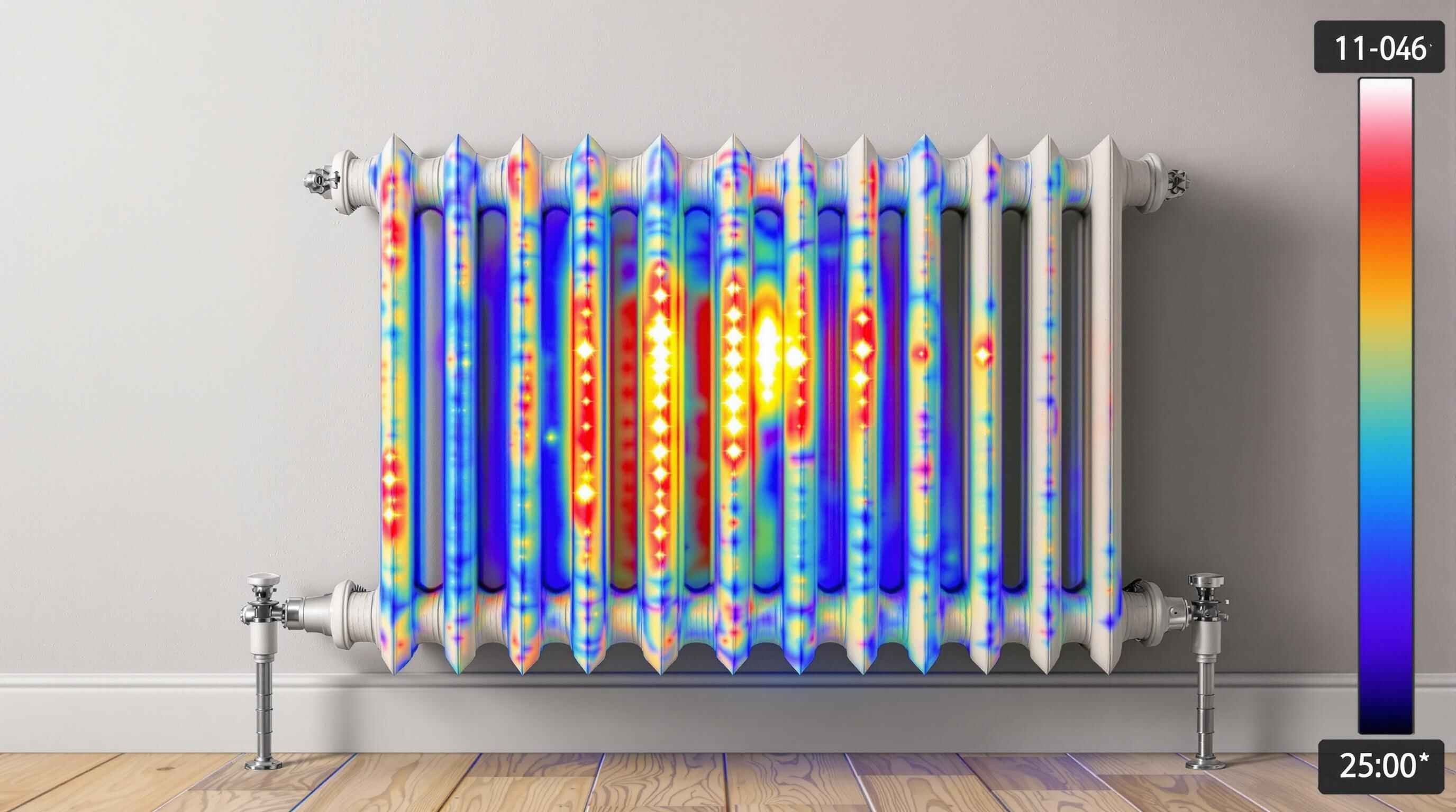 image showing cold spots on a radiator indicating a power flush is needed