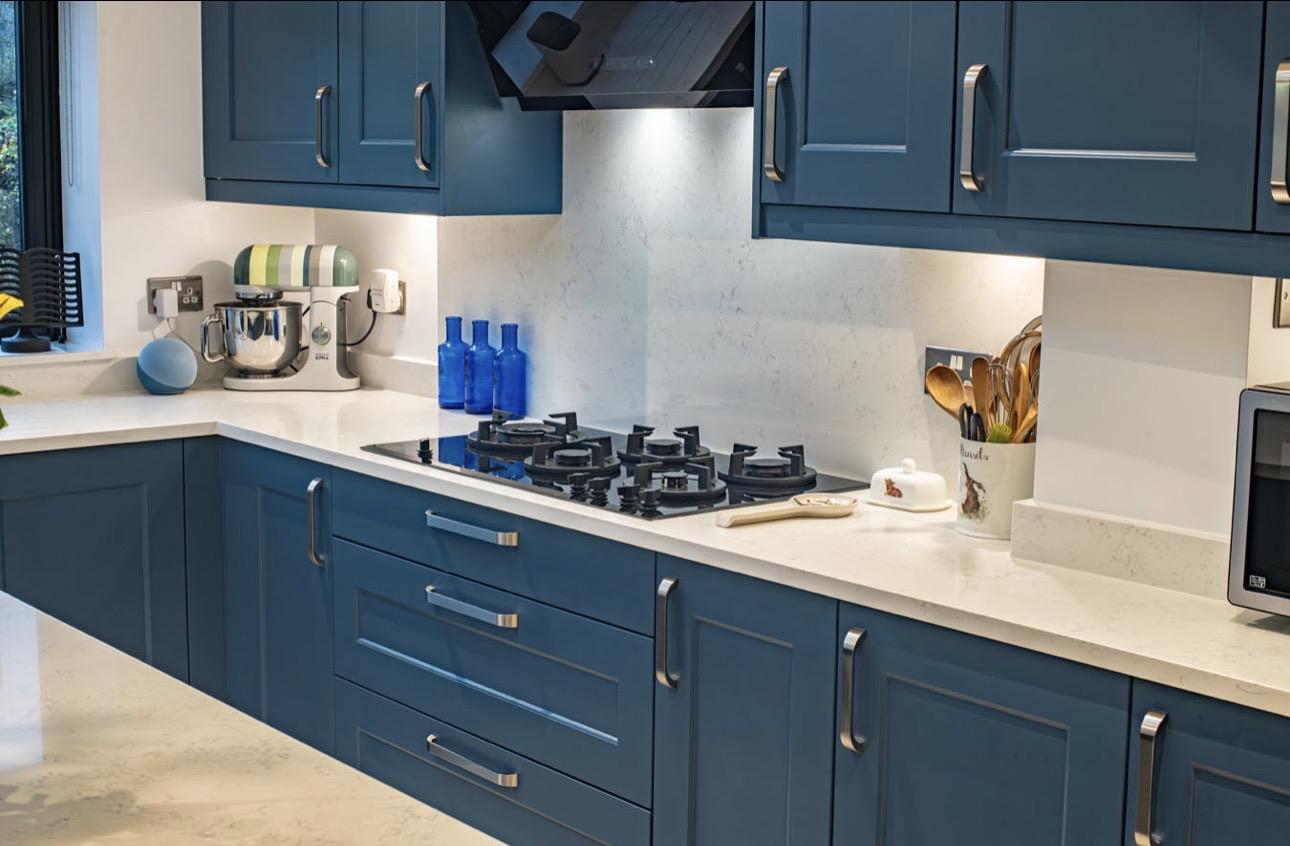 dark units in a small kitchen
