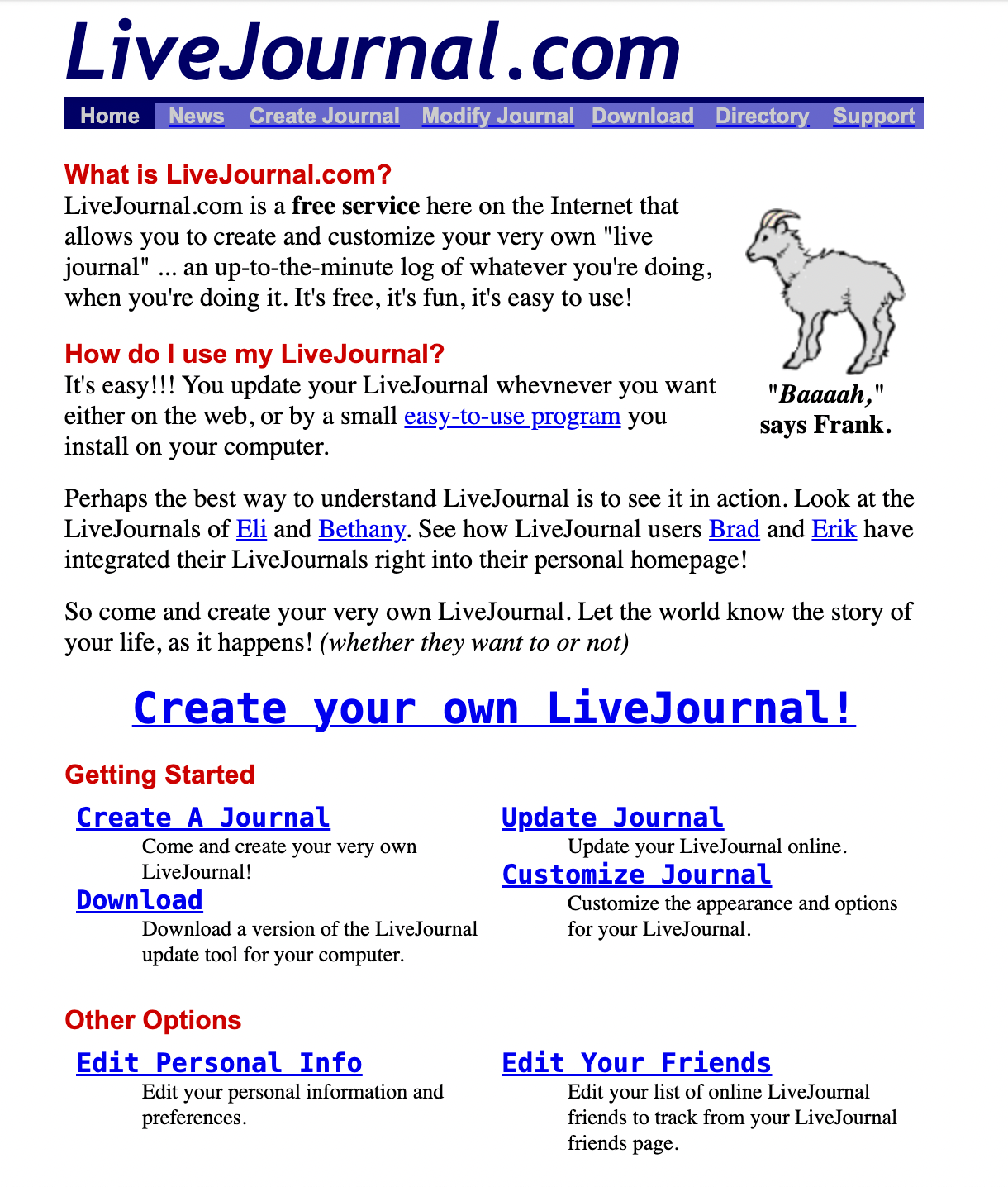 Live Journal, 1999 - Way Back Machine