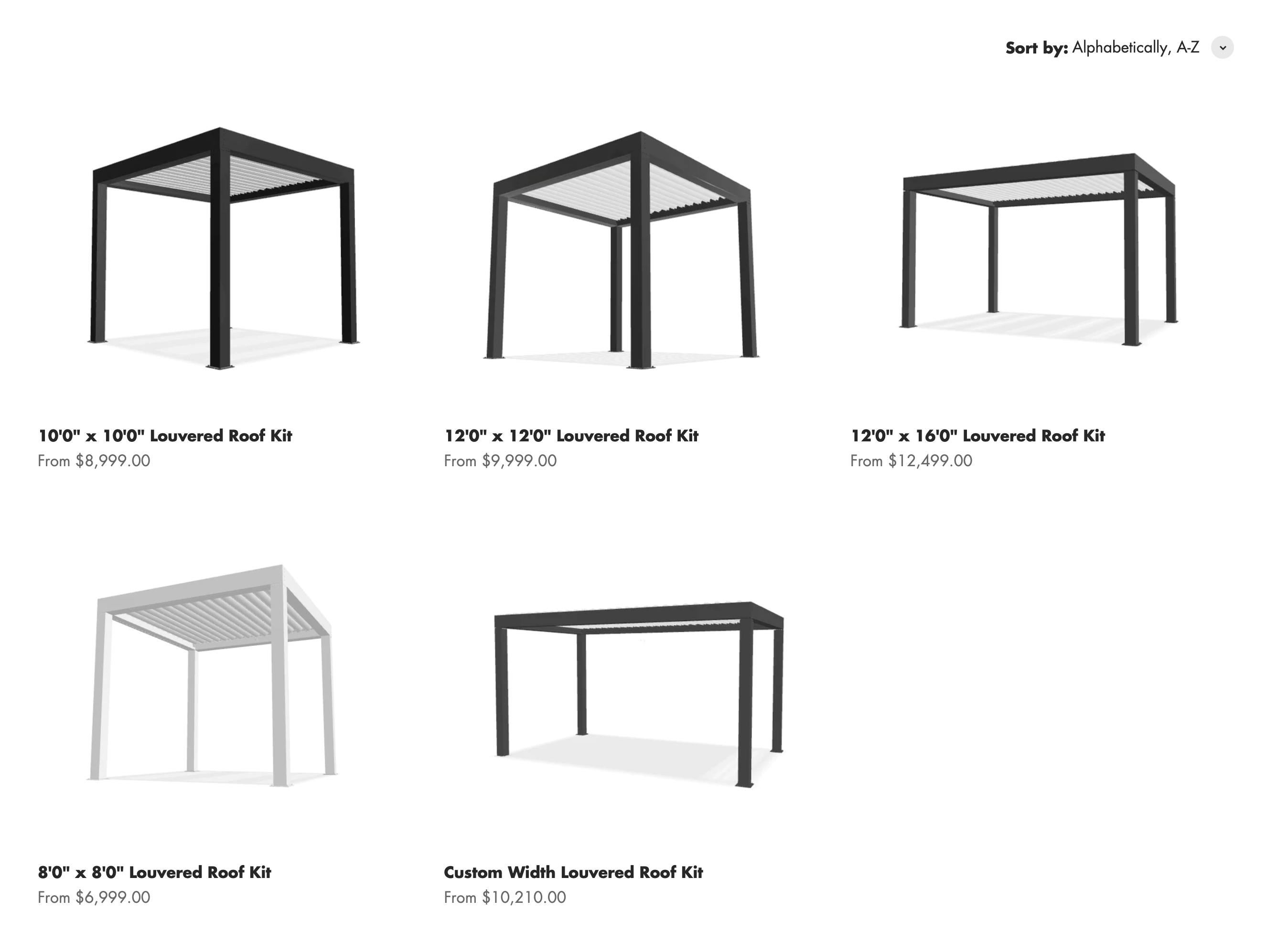 Different sizes of Pergola Kits