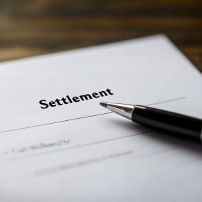 Settlement paperwork for a car accident settlement