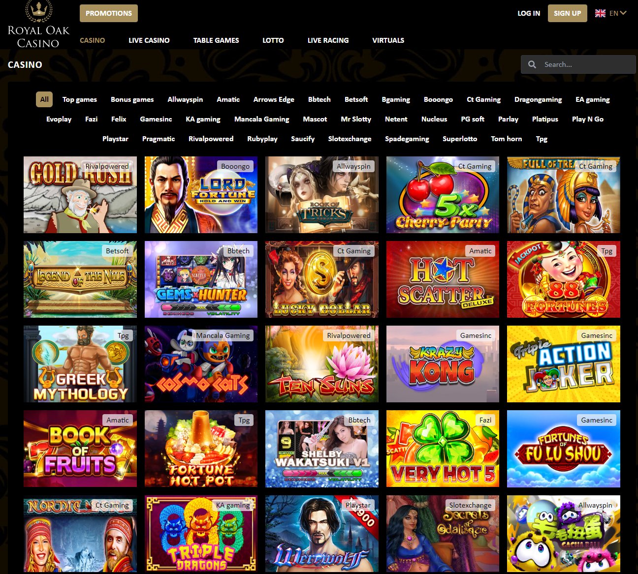 Royal Oak Casino Review > Collect 100% up to £1000 Welcome Package