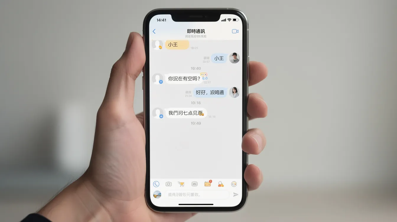A hand is holding a smartphone displaying a conversation interface of an instant messaging app, highlighting a potential scam with suspicious messages. This image emphasizes the importance of being cautious about personal data and recognizing common tactics used by scammers.