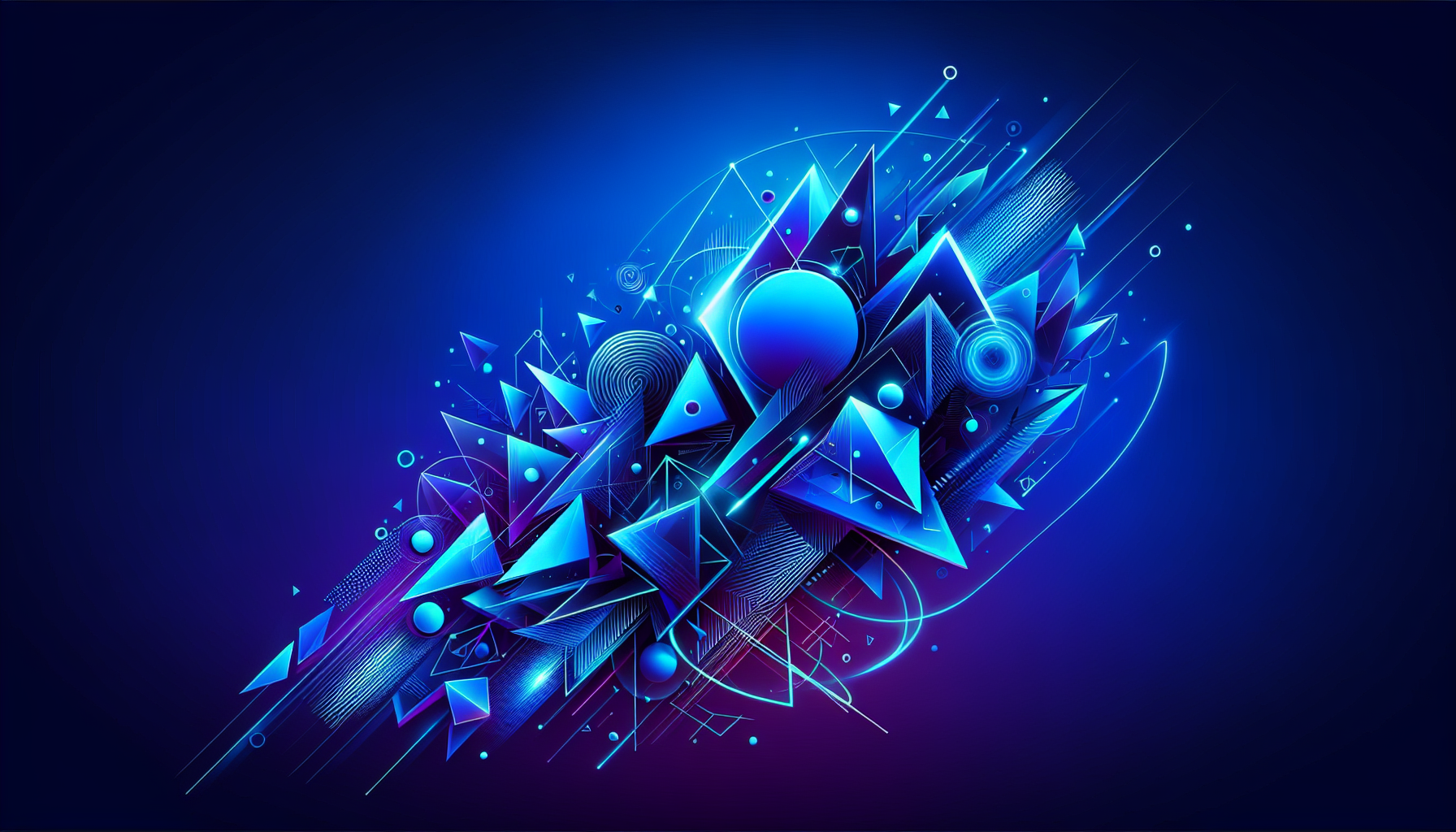 Neon blue background with geometric shapes