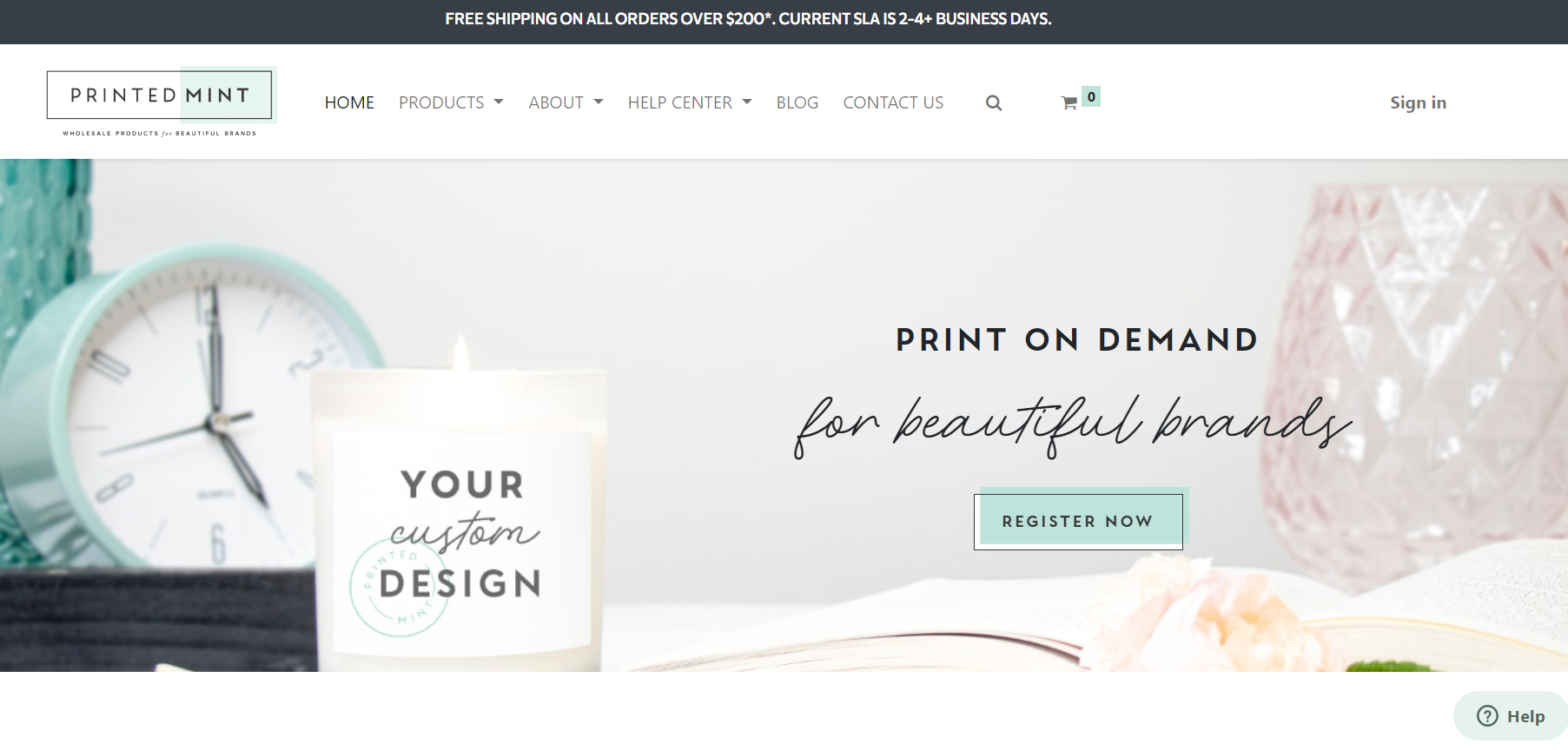 Printed Mint is a US-based print-on-demand service offering the largest selection of candles among POD companies.