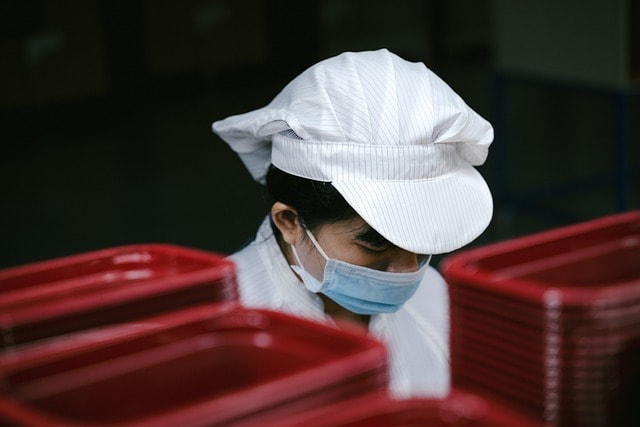 worker, woman, mask, face mask, medical mask, portrait, factory, factory worker, occupation, asian, asian woman, worker, factory, factory, factory, factory, factory, factory worker