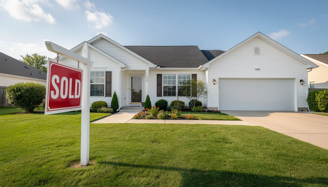Best Pennsylvania Home Buyers The image depicts a residential house with a "Sold" sign prominently displayed in the front yard, indicating a successful cash sale. This scene reflects the excitement of home buyers in Philadelphia, particularly those seeking a hassle-free process to purchase properties.