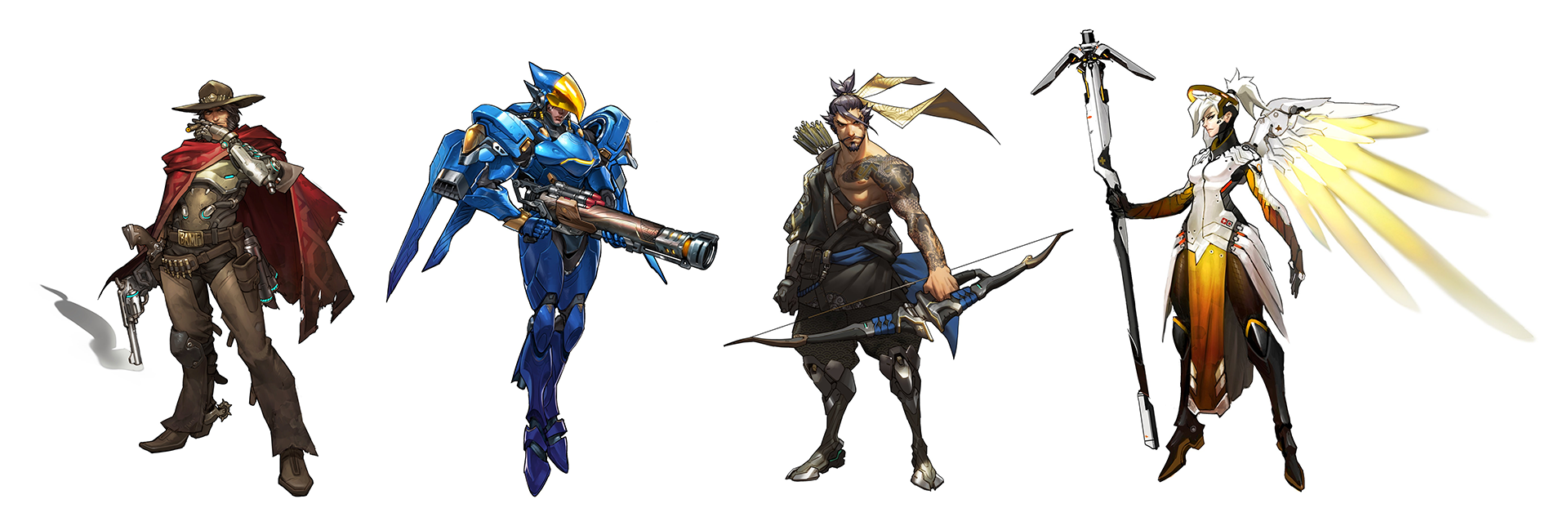 Overwatch characters by Arnold Tsang, © Blizzard Entertainment